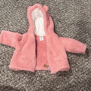 Pink Fuzzy Baby Jacket with Hood